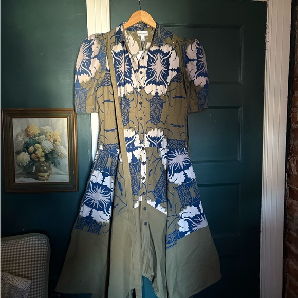 Making The Cut Gary Self Tie Dress Faded Army Royal Blue NWT - Picture 6 of 7